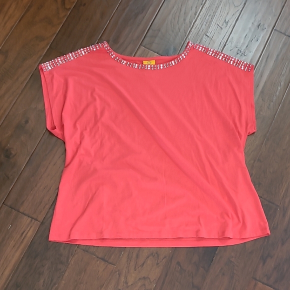 Ruby Rd Coral Pink Embellished Top size 1X - Picture 1 of 7